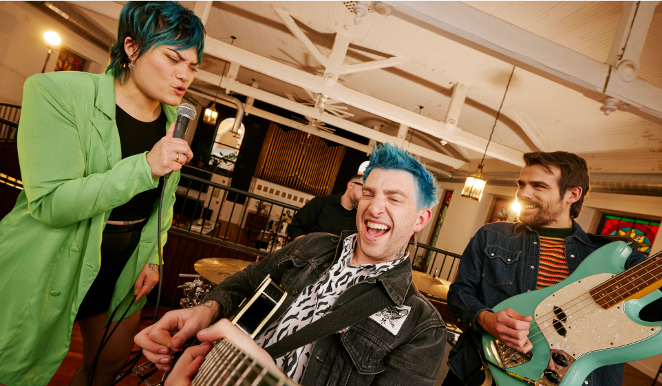 Tim, an actual BEQVEZTM (fidanacogene elaparvovec- dzkt) patient, playing in a band